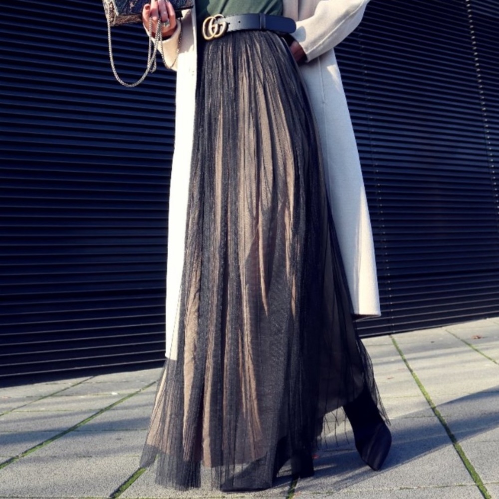 MASSIMO DUTTI Tulle Maxi Skirt